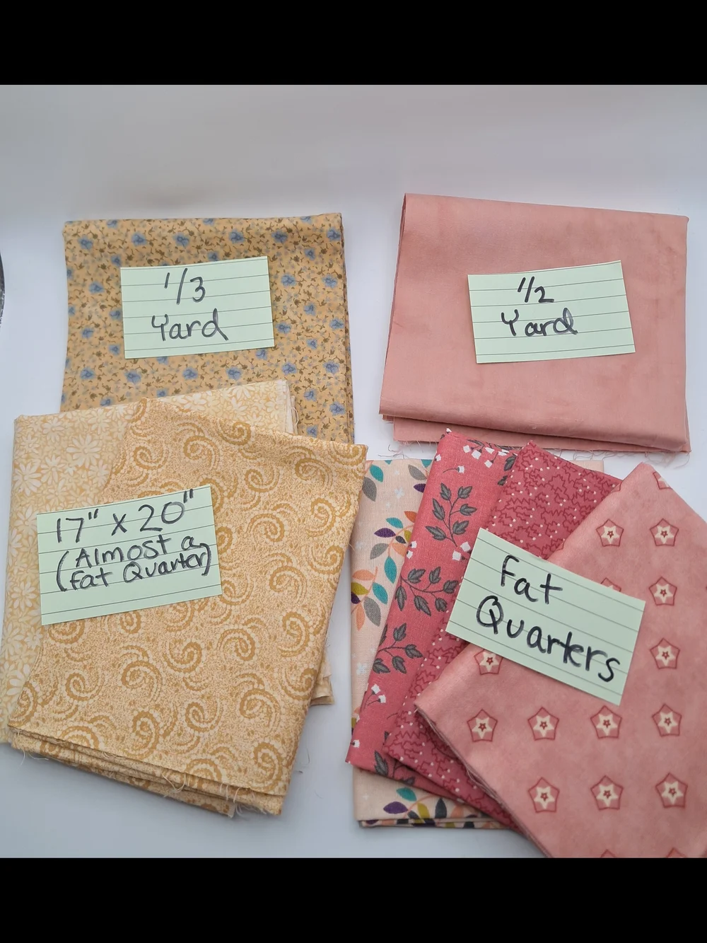 Bundle of Cotton Fabrics Floral & Leaf Prints Pink Yellow Sewing Quilting Crafts